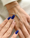 Silver Multi Color Gemstone Cluster Bezel Hand Chain - CW1HANDCHAIN0022 | Wholesale Stainless Steel Jewelry Catwalk Jewellery Europe