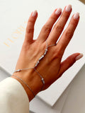 Silver CZ Pave Baguette Triangle Station Hand Chain - CW1HANDCHAIN0026 | Wholesale Stainless Steel Jewelry Catwalk Jewellery Europe