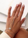 Silver CZ Pave Four Leaf Clover Flat Disc Chain Hand Chain - CW1HANDCHAIN0028 | Wholesale Stainless Steel Jewelry Catwalk Jewellery Europe