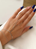 Silver Beaded Flat Disc Chain Bezel CZ Hand Chain - CW1HANDCHAIN0039 | Wholesale Stainless Steel Jewelry Catwalk Jewellery Europe