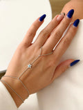 Silver CZ Pave Star Turquoise Beaded Chain Hand Chain - CW1HANDCHAIN0051 | Wholesale Stainless Steel Jewelry Catwalk Jewellery Europe