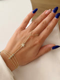 Gold CZ Pave Star Marquise Multi Chain Hand Chain - CW1HANDCHAIN0056 | Wholesale Stainless Steel Jewelry Catwalk Jewellery Europe