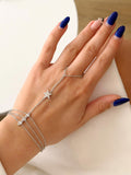 Silver CZ Pave Star Marquise Multi Chain Hand Chain - CW1HANDCHAIN0057 | Wholesale Stainless Steel Jewelry Catwalk Jewellery Europe