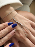 Silver CZ Pave Baguette Round Bar Station Hand Chain - CW1HANDCHAIN0076 | Wholesale Stainless Steel Jewelry Catwalk Jewellery Europe