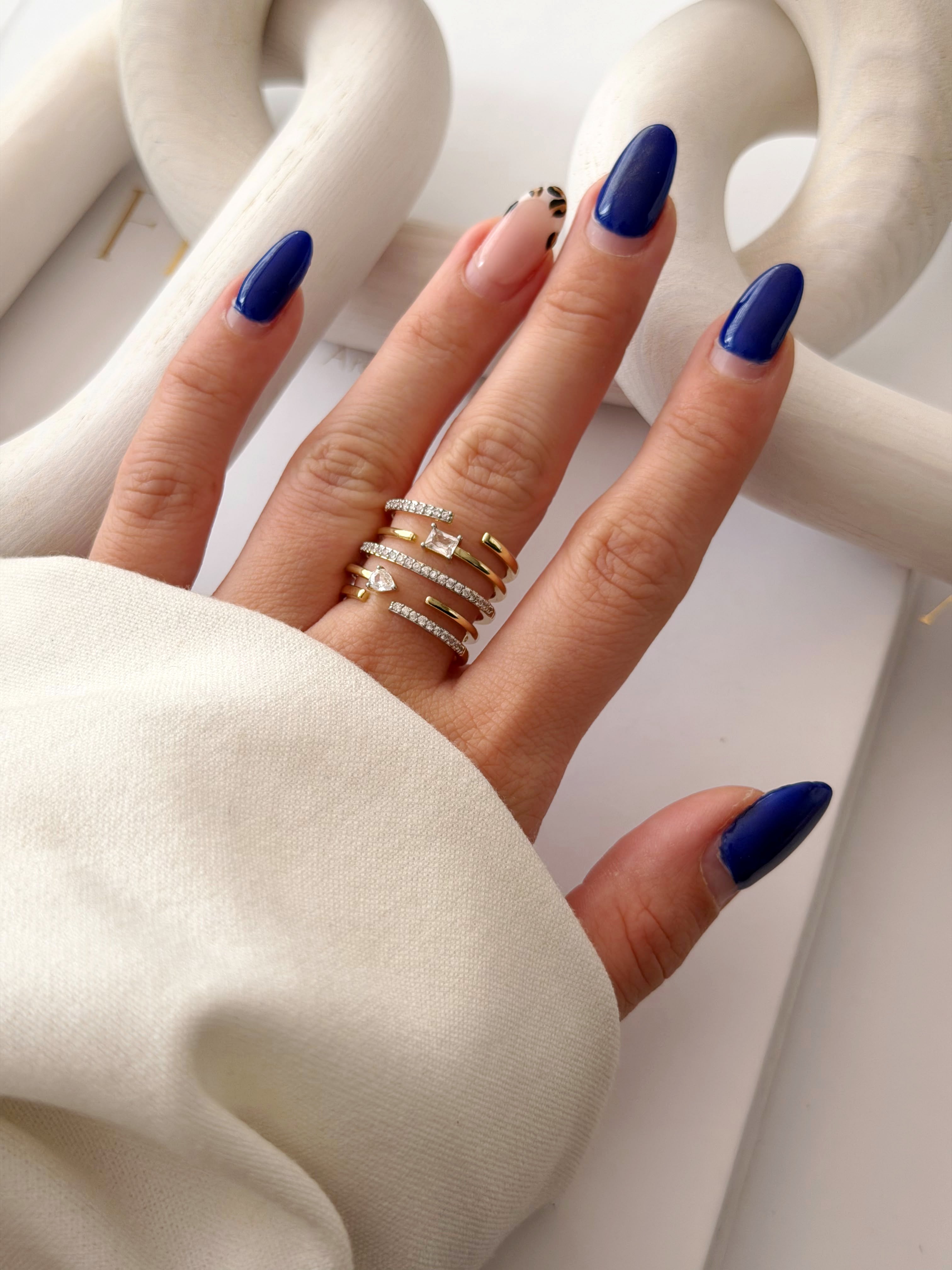 CW1RING00192-gold-multi-layer-wrap-baguette-and-pear-cz-open-ring-catwalkjewellery wholesale jewelry RINGS Catwalk Jewellery Europe