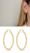 18K Gold Plated Stainless Steel Large Twisted Rope Hoop Earrings - CW1VPEARNG00352 | Wholesale Stainless Steel Jewelry Catwalk Jewellery Europe