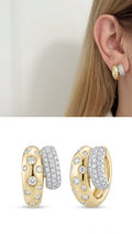 18K Gold Plated Stainless Steel Pave And Bezel CZ Double Band Huggie Hoop Earrings - CW1VPEARNG00362 | Wholesale Stainless Steel Jewelry Catwalk Jewellery Europe