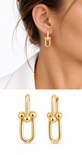 18K Gold Plated Stainless Steel U Link Chain Drop Earrings - CW1VPEARNG00366 | Wholesale Stainless Steel Jewelry Catwalk Jewellery Europe