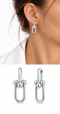 Silver Plated Stainless Steel U Link Chain Drop Earrings - CW1VPEARNG00367 | Wholesale Stainless Steel Jewelry Catwalk Jewellery Europe