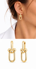18K Gold Plated Stainless Steel Bold U Link Chain Drop Earrings - CW1VPEARNG00368 | Wholesale Stainless Steel Jewelry Catwalk Jewellery Europe