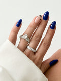 Silver Oval CZ Solitaire And Baguette Eternity Band Set - CW1RING00209 | Wholesale Stainless Steel Jewelry Catwalk Jewellery Europe
