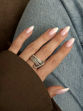 CW1RING00211-silver-paperclip-chain-link-multi-band-baguette-cz-ring-catwalkjewellery wholesale jewelry RINGS Catwalk Jewellery Europe