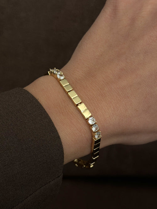 CW1VPBRCLT0025-gold-alternating-bar-and-cz-station-bracelet-catwalkjewellery wholesale jewelry BRACELETS  Catwalk Jewellery Europe