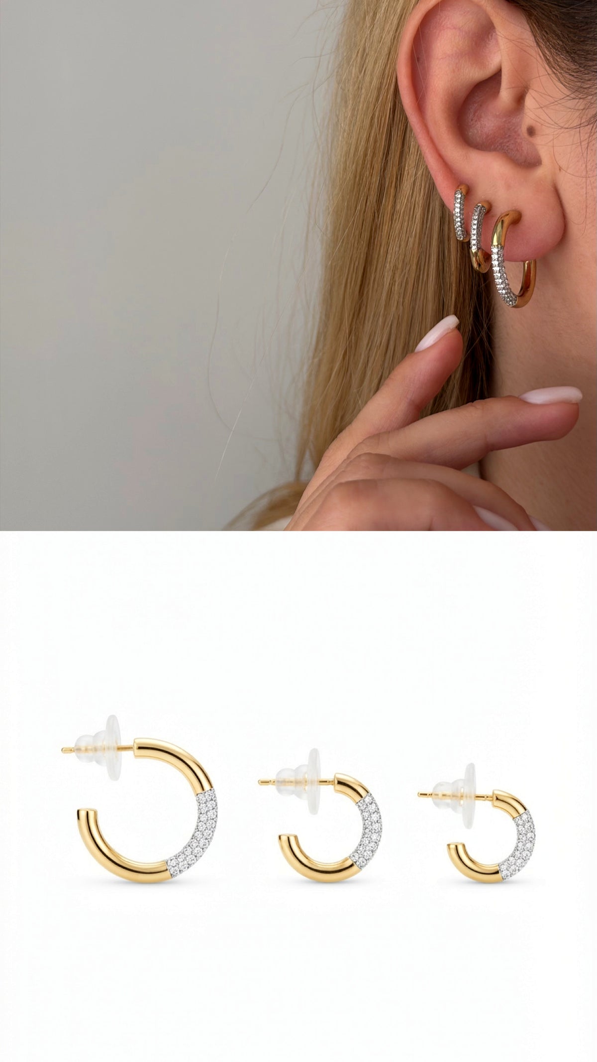 Two-Tone Cubic Zirconia Vip 14k earrings  – Catwalk Jewellery wholesale jewelry VIP 14K EARRINGS  Catwalk Jewellery Europe