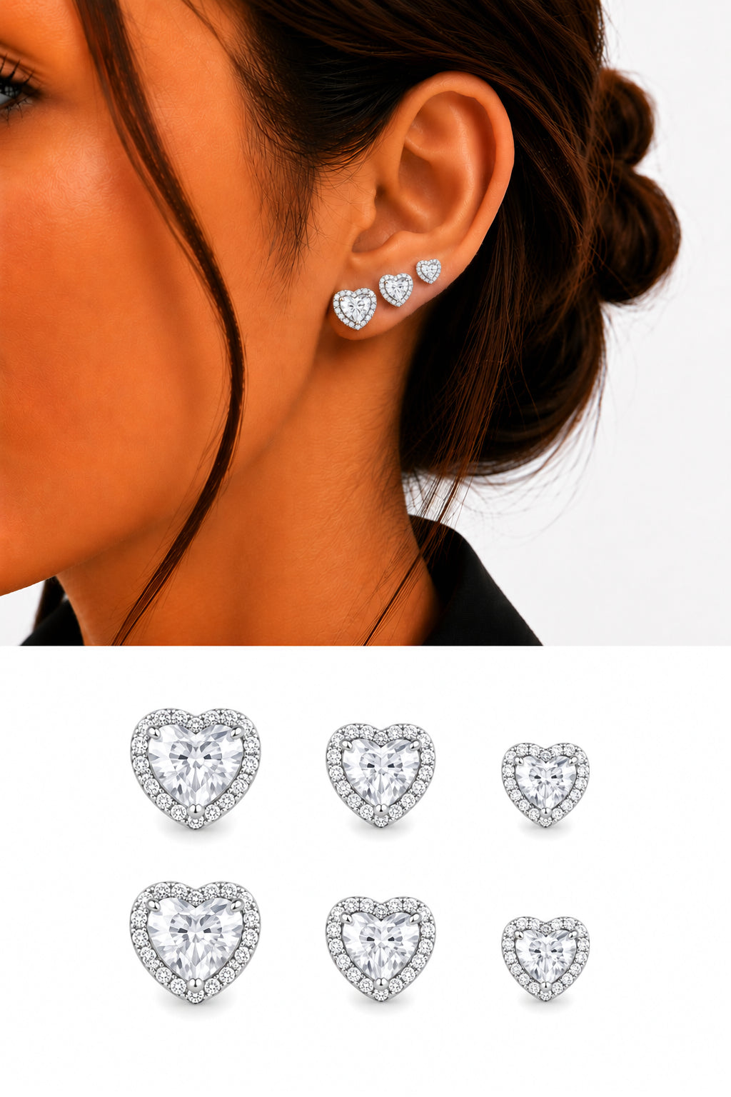 CW1VPEARNG00299-silver-cz-pave-heart-cut-halo-graduated-stud-earring-set-of-3-catwalkjewellery wholesale jewelry VIP 14K EARRINGS  Catwalk Jewellery Europe