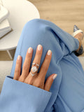 Silver Plated Stainless Steel Pave CZ Oval Solitaire Crown Ring Set - CW1RING00221 | Wholesale Stainless Steel Jewelry Catwalk Jewellery Europe