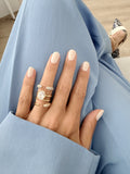 18K Gold Plated Stainless Steel Pave CZ Oval Solitaire Multi Layer Open Ring - CW1RING00222 | Wholesale Stainless Steel Jewelry Catwalk Jewellery Europe