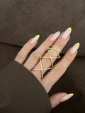 Gold CZ Pave Articulated Full Finger Criss Cross Ring - CW1RING00214 | Wholesale Stainless Steel Jewelry Catwalk Jewellery Europe