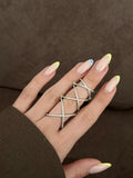 CW1RING00215-silver-cz-pave-articulated-full-finger-criss-cross-ring-catwalkjewellery wholesale jewelry RINGS Catwalk Jewellery Europe