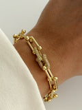 Gold Plated CZ Pave Hardwear Link Chain Bracelet Alternate Angle - CW1VPBRCLT00286 | Wholesale Stainless Steel Jewelry Catwalk Jewellery Europe