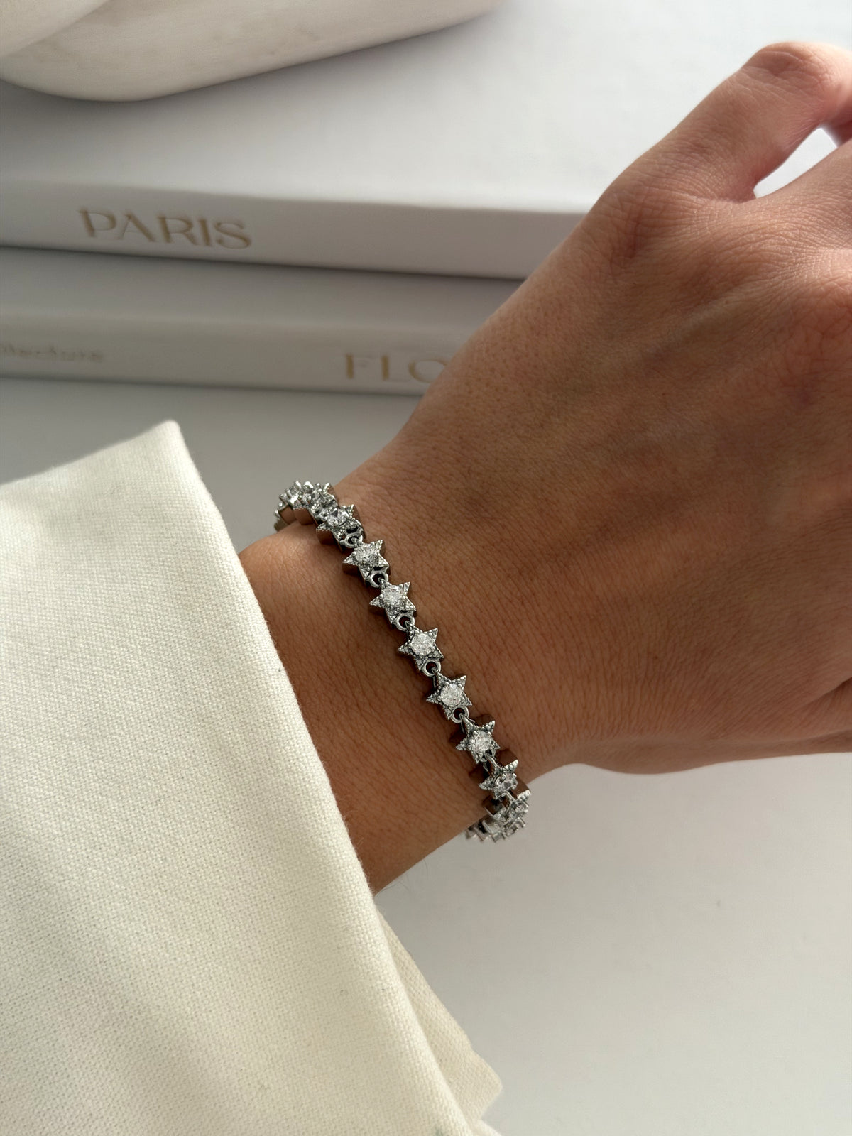 CW1VPBRCLT0049-silver-cz-pave-star-link-tennis-bracelet-catwalkjewellery wholesale jewelry BRACELETS  Catwalk Jewellery Europe