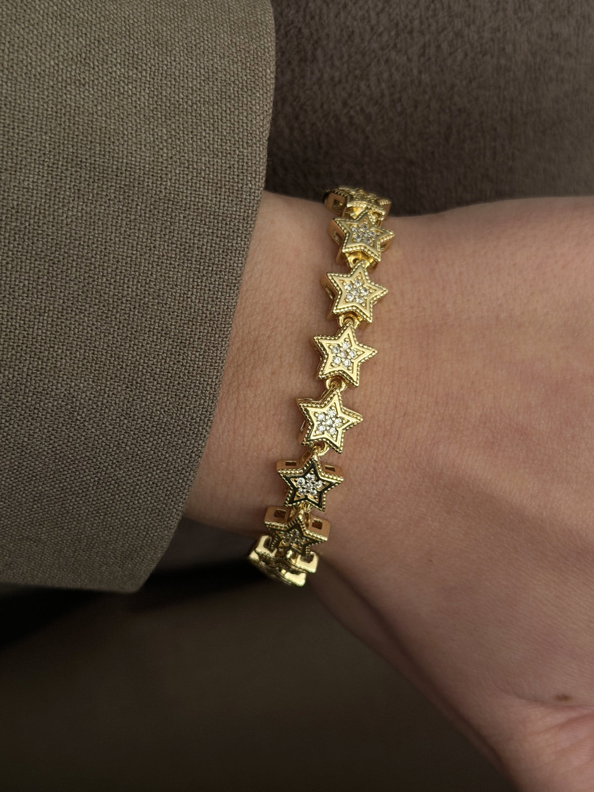 CW1VPBRCLT0057-gold-cz-pave-star-link-tennis-bracelet-catwalkjewellery wholesale jewelry BRACELETS  Catwalk Jewellery Europe
