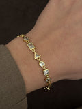 Gold Clear Mixed Geometric Cut CZ Station Bracelet - CW1VPBRCLT0059 | Wholesale Stainless Steel Jewelry Catwalk Jewellery Europe