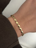 Gold Solid Coffee Bean Link Bracelet - CW1VPBRCLT0073 | Wholesale Stainless Steel Jewelry Catwalk Jewellery Europe