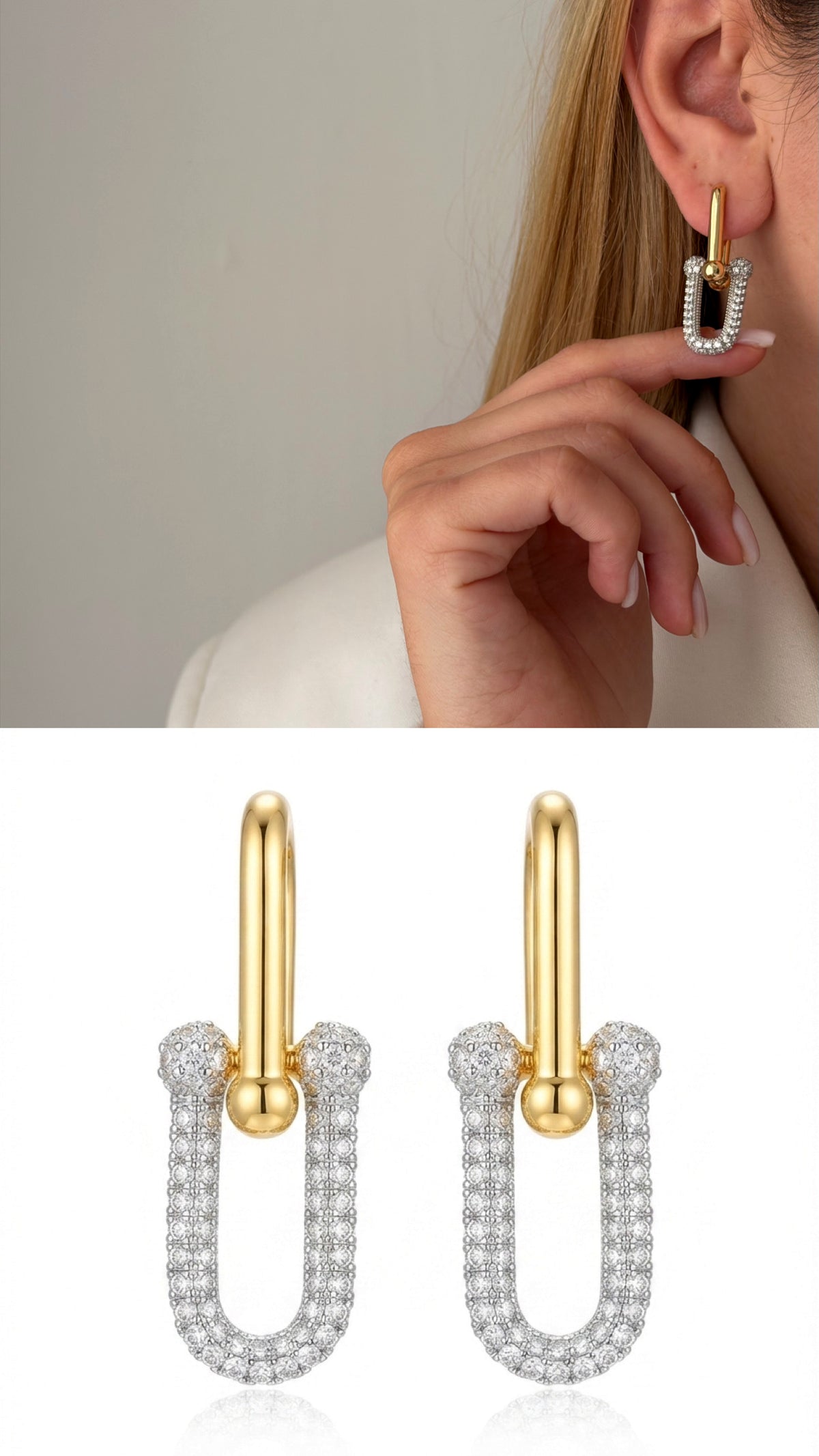 Two-Tone Cubic Zirconia Vip 14k earrings  – Catwalk Jewellery wholesale jewelry VIP 14K EARRINGS  Catwalk Jewellery Europe