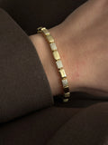 Gold CZ Pave Alternating Rectangular Bar Link Bracelet - CW1VPBRCLT0085 | Wholesale Stainless Steel Jewelry Catwalk Jewellery Europe