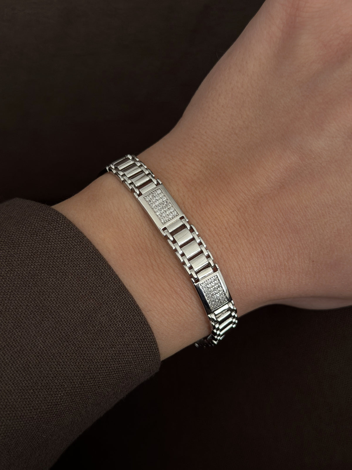 CW1VPBRCLT0088-silver-cz-pave-watch-band-link-bracelet-catwalkjewellery wholesale jewelry BRACELETS  Catwalk Jewellery Europe