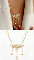 Gold CZ Pave Eagle Bird Chandelier Dangle Pendant Necklace - CW1NKL00100 | Wholesale Stainless Steel Jewelry Catwalk Jewellery Europe