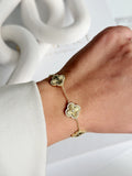 Gold CZ Pave Ribbed Clover Motif Station Bracelet - CW1VPBRCLT00101 | Wholesale Stainless Steel Jewelry Catwalk Jewellery Europe