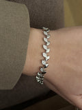 Silver CZ Pave Leaf Link Bracelet - CW1VPBRCLT00107 | Wholesale Stainless Steel Jewelry Catwalk Jewellery Europe