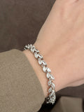 Silver Marquise Cut CZ Leaf Link Bracelet - CW1VPBRCLT00108 | Wholesale Stainless Steel Jewelry Catwalk Jewellery Europe