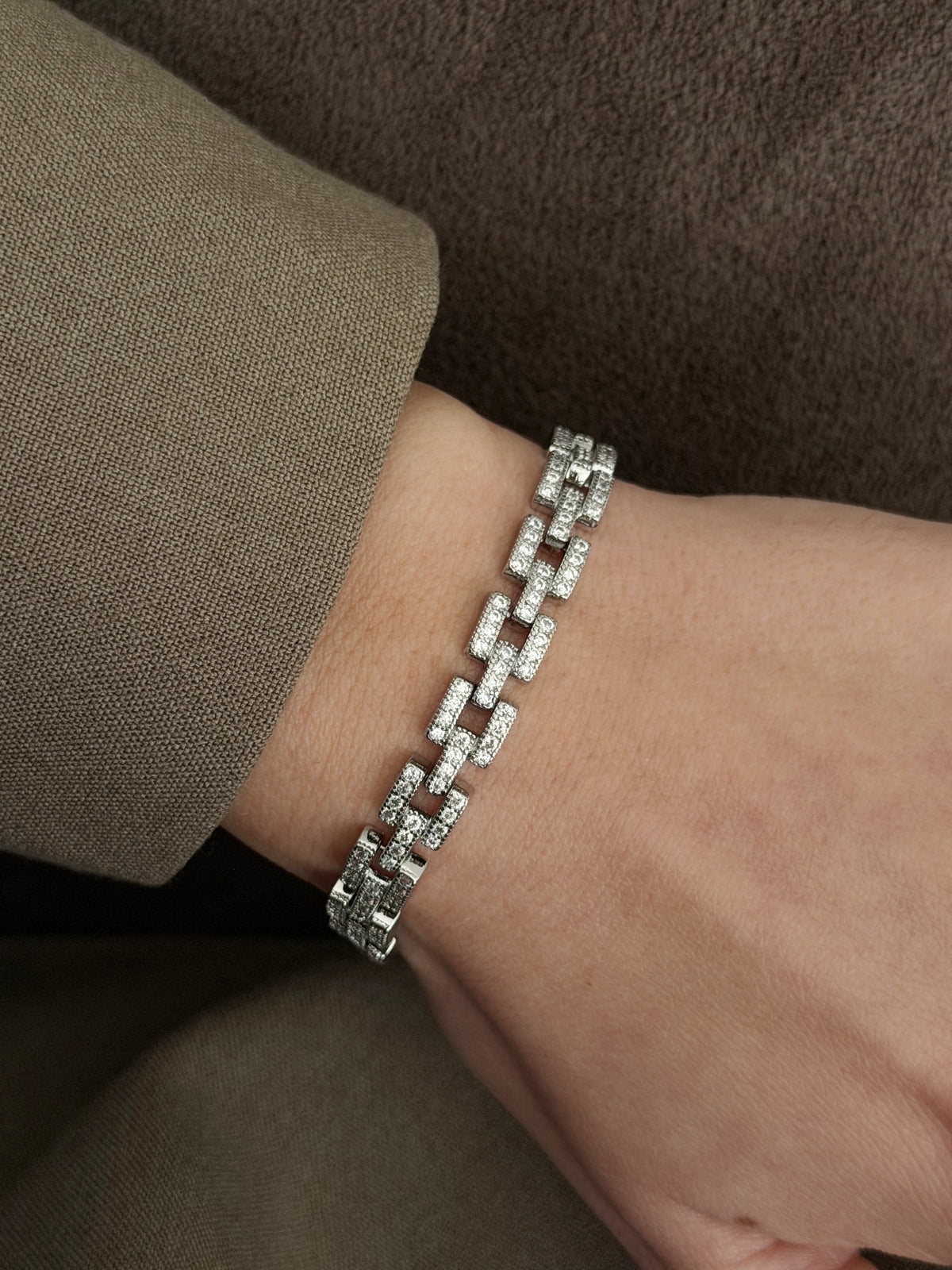 CW1VPBRCLT00109-silver-cz-pave-brick-watch-band-link-bracelet-catwalkjewellery wholesale jewelry BRACELETS  Catwalk Jewellery Europe