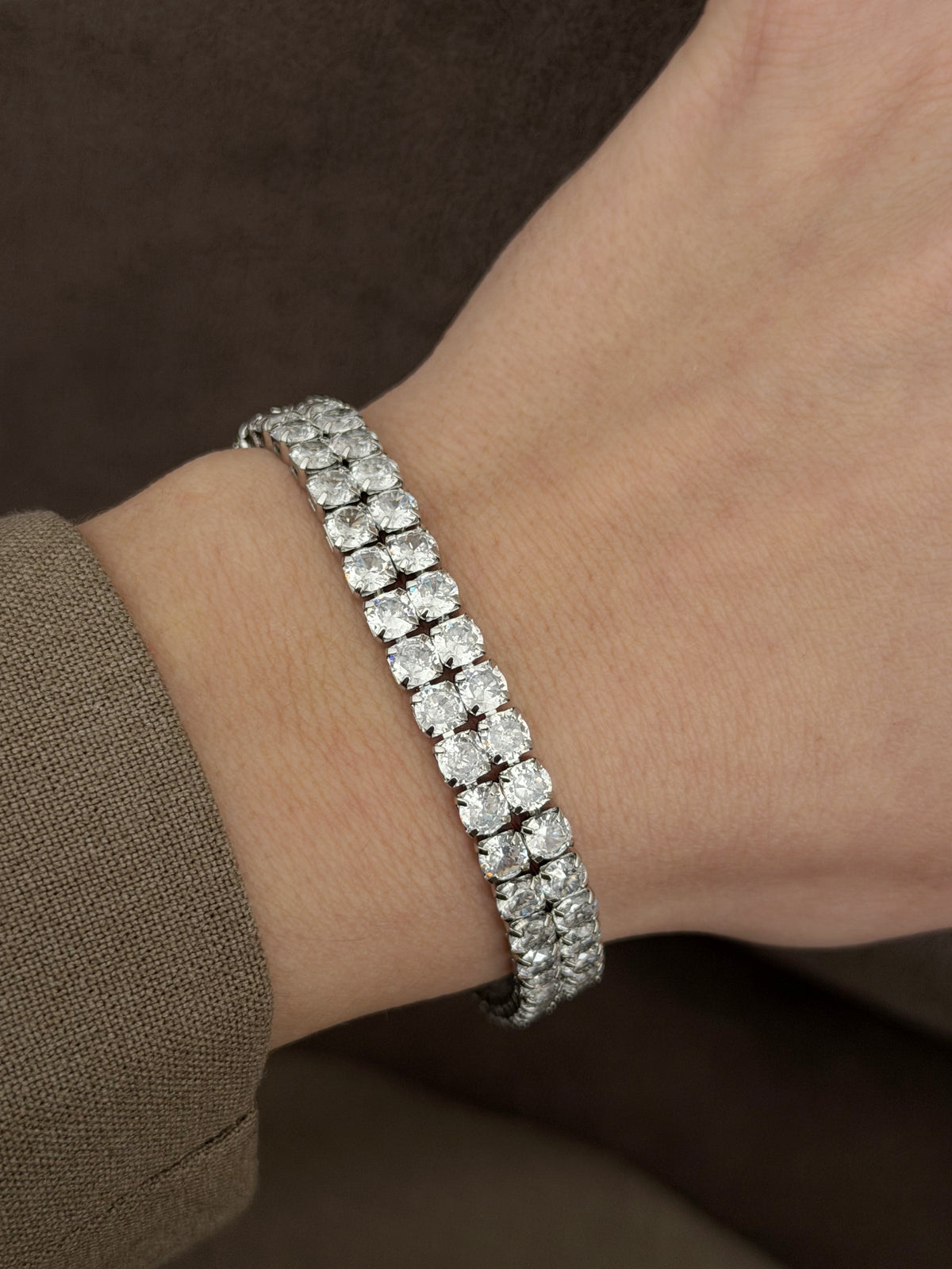 CW1VPBRCLT00114-silver-double-row-round-cut-cz-tennis-bracelet-catwalkjewellery wholesale jewelry BRACELETS  Catwalk Jewellery Europe
