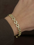 Gold CZ Pave Brick Link Bracelet - CW1VPBRCLT00127 | Wholesale Stainless Steel Jewelry Catwalk Jewellery Europe