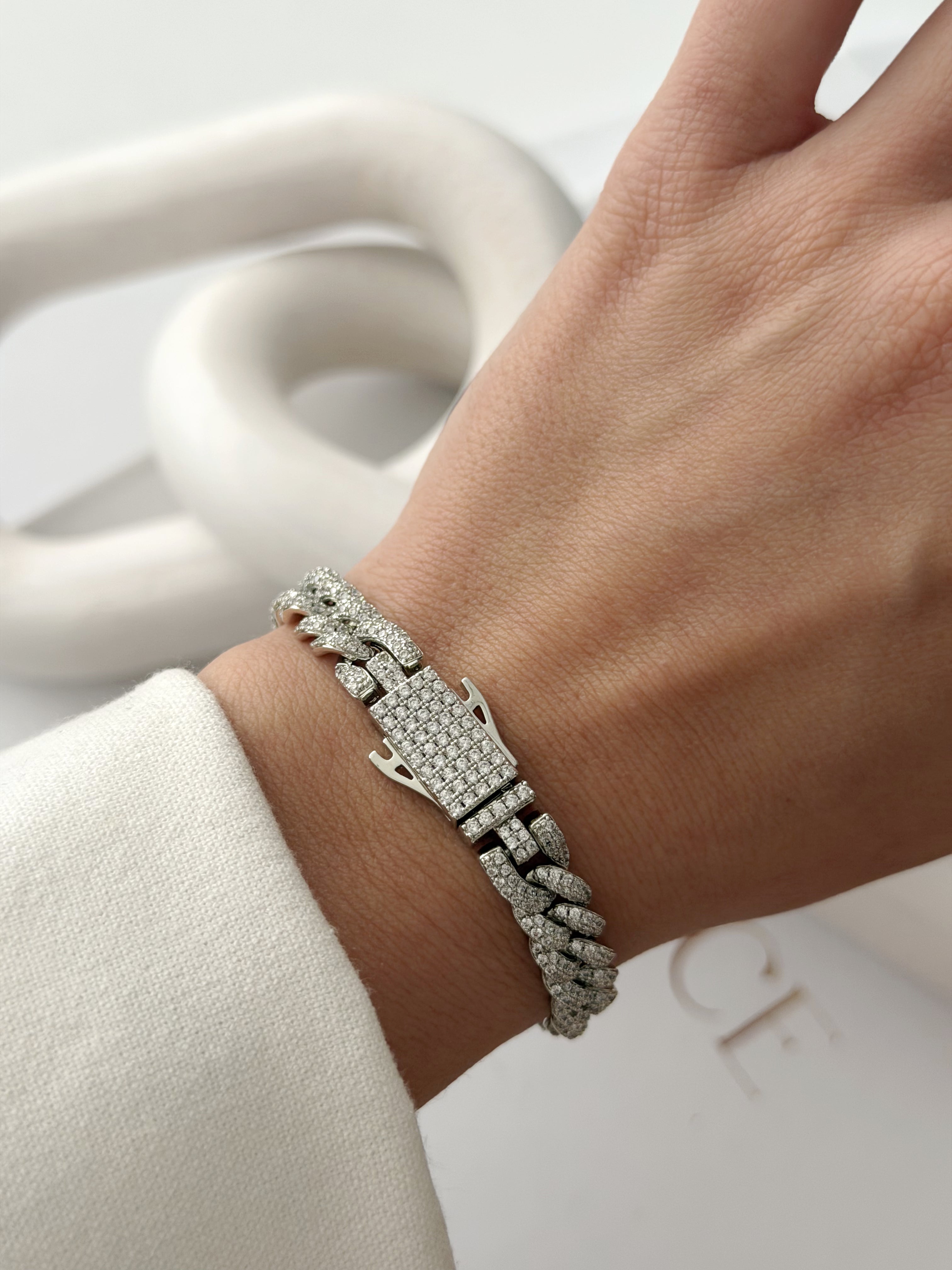 Silver Iced Out Cz Pave Curb Chain Bracelet wholesale jewelry BRACELETS  Catwalk Jewellery Europe