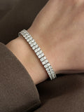 Silver Double Row Round Cz Tennis Bracelet Alternate Angle wholesale jewelry BRACELETS  Catwalk Jewellery Europe