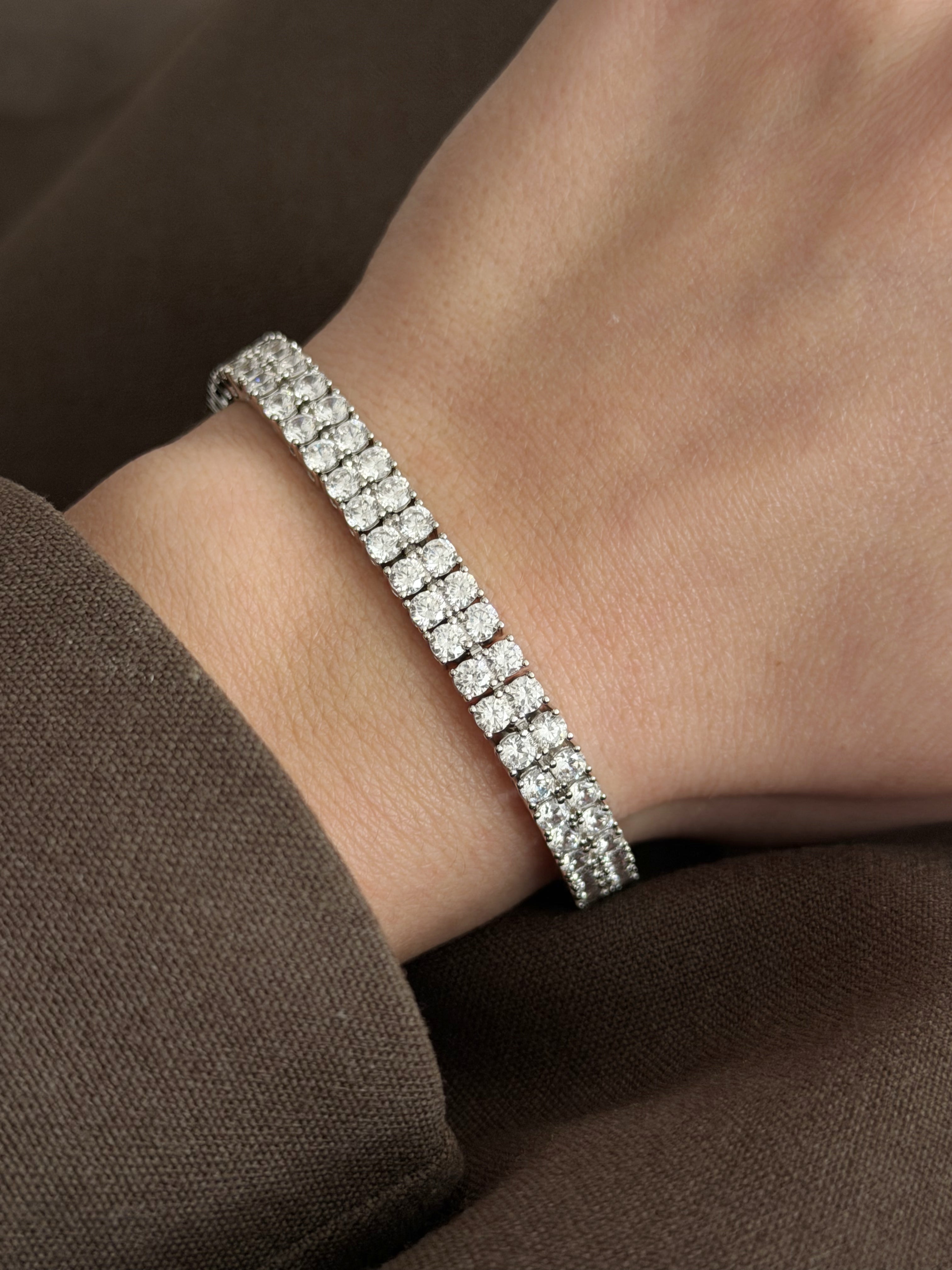 Silver Double Row Round Cz Tennis Bracelet Alternate Angle wholesale jewelry BRACELETS  Catwalk Jewellery Europe