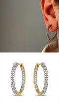 Gold Cz Pave Double Row Slim Hoop Earrings wholesale jewelry VIP 14K EARRINGS  Catwalk Jewellery Europe