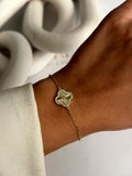 Gold Cz Pave Ribbed Clover Motif Chain Bracelet wholesale jewelry BRACELETS  Catwalk Jewellery Europe