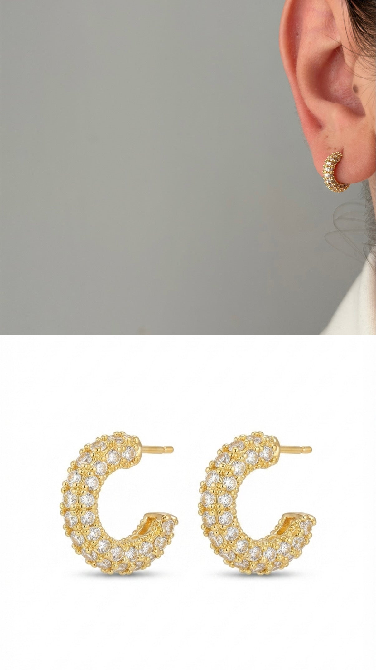 Silver Cz Pave Oval Link Stud Earrings wholesale jewelry VIP 14K EARRINGS  Catwalk Jewellery Europe