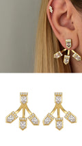 Gold Cz Pave Geometric Starburst Spray Ear Climber Earrings V2 wholesale jewelry VIP 14K EARRINGS  Catwalk Jewellery Europe