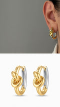 Two Tone Chunky Knot Huggie Hoops Curated Maximalism Statement Earrings wholesale jewelry VIP 14K EARRINGS  Catwalk Jewellery Europe