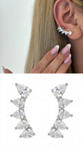 Silver Cz Pave Pear Cut Ear Climber Earrings wholesale jewelry VIP 14K EARRINGS  Catwalk Jewellery Europe