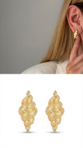 Gold Textured Conch Shell Cz Accent Stud Earrings wholesale jewelry VIP 14K EARRINGS  Catwalk Jewellery Europe