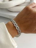 Silver Cz Pave Geometric Hexagonal Link Bracelet wholesale jewelry BRACELETS  Catwalk Jewellery Europe