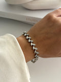 Silver Cz Pave Overlapping Leaf Motif Link Bracelet wholesale jewelry BRACELETS  Catwalk Jewellery Europe